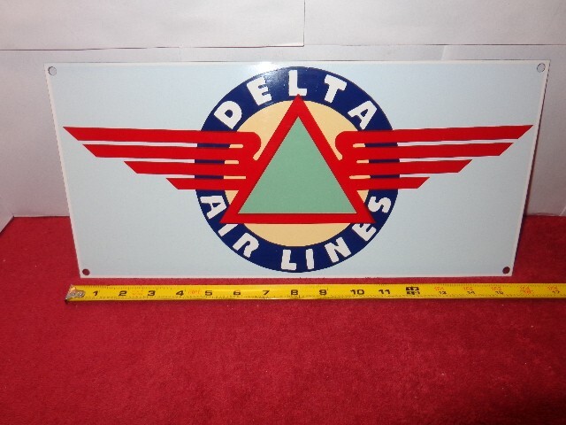 16 x 7 in DELTA AIR LINES ADVERTISING SIGN HEAVY DIE CUT METAL – UNIQUE # Z 299