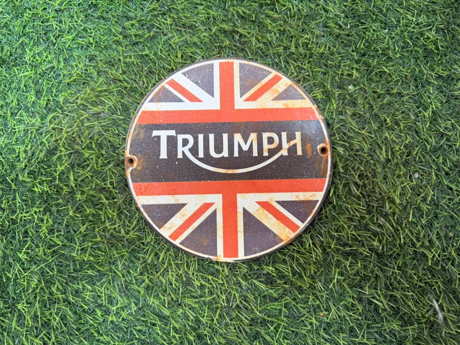 PORCELIAN TRIUMPH ENAMEL SIGN SIZE 6X6 INCHES