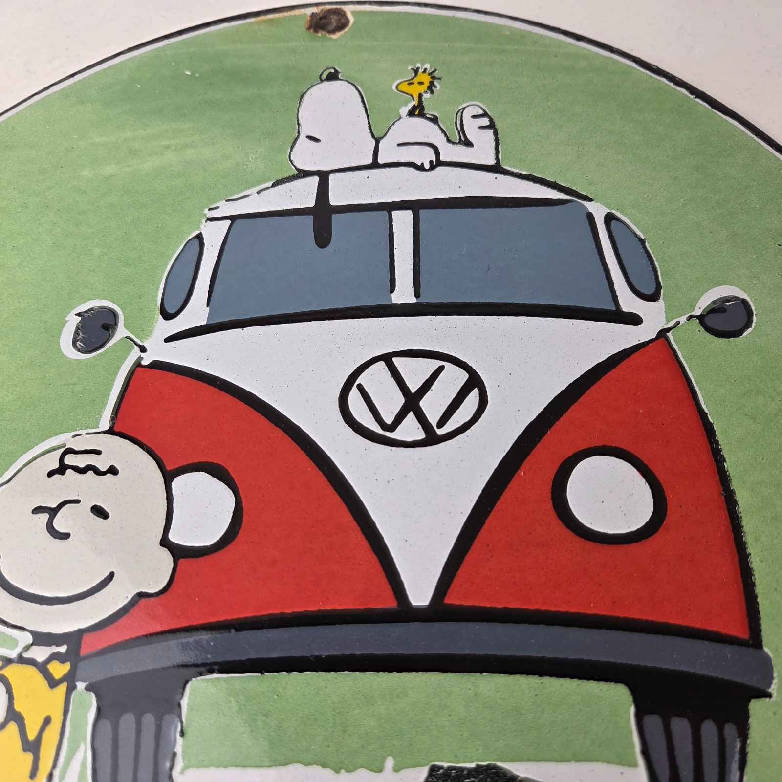 Vintage Volkswagen Sign – Porcelain VW Bus Service Snoopy Gas Sign