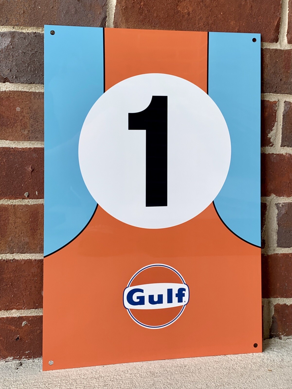 Gulf racing advertising sign oil gas ford