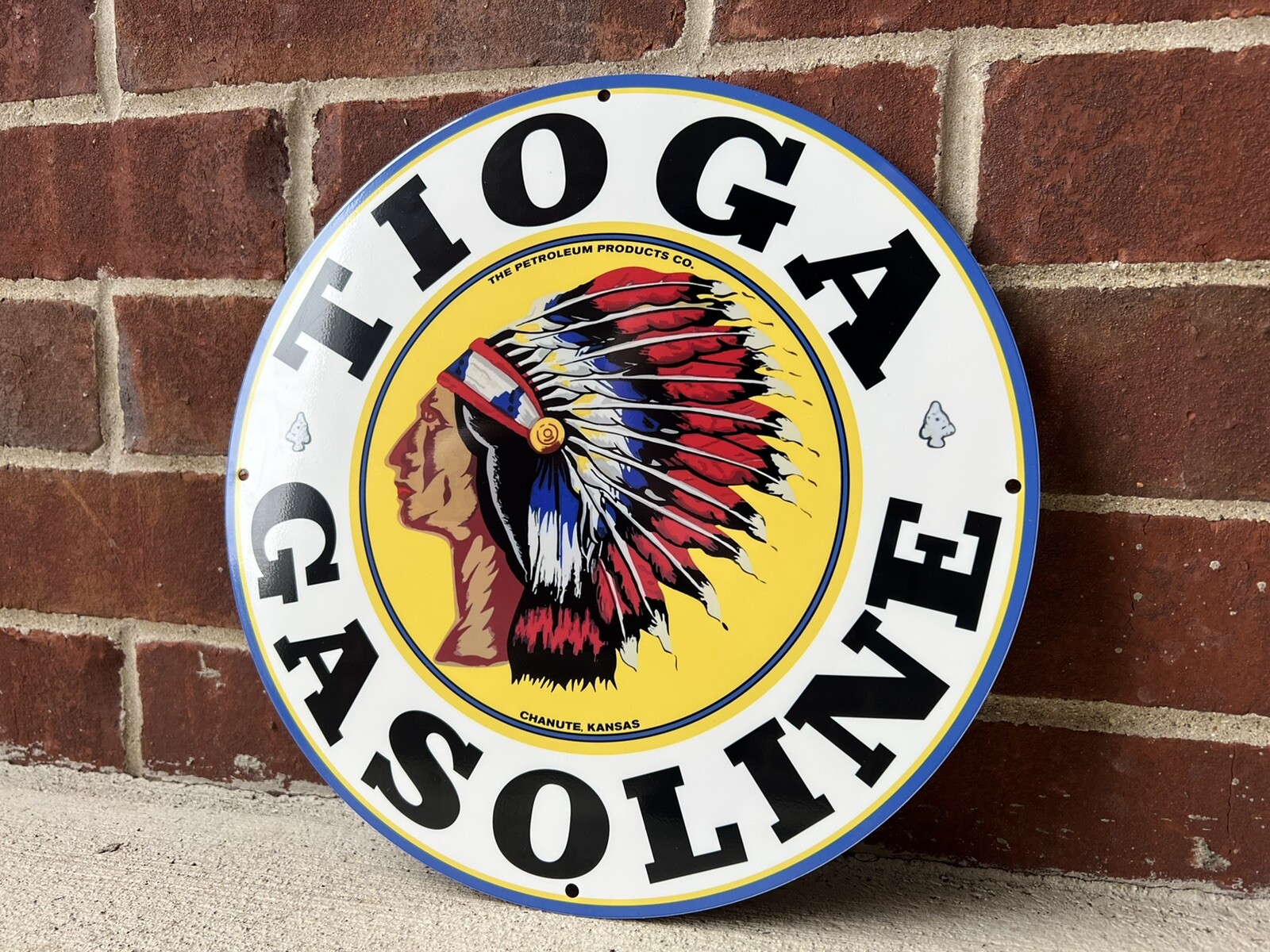 Tioga Indian Gasoline Oil Gas Heavy Steel Metal Vintage Style Sign