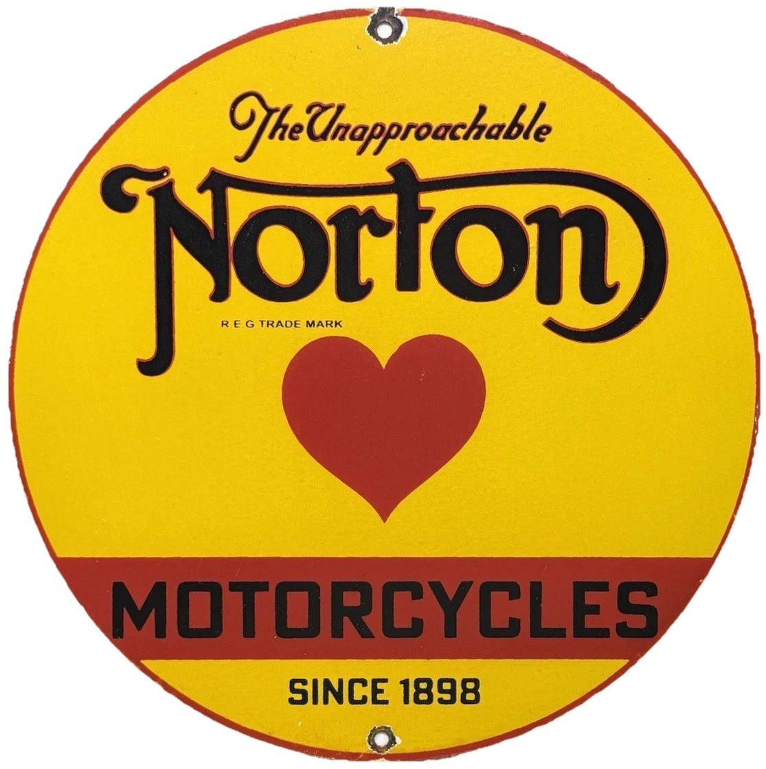 VINTAGE NORTON MOTORCYCLES PORCELAIN SIGN GENERAL MOTORS DEALERSHIP GAS OIL