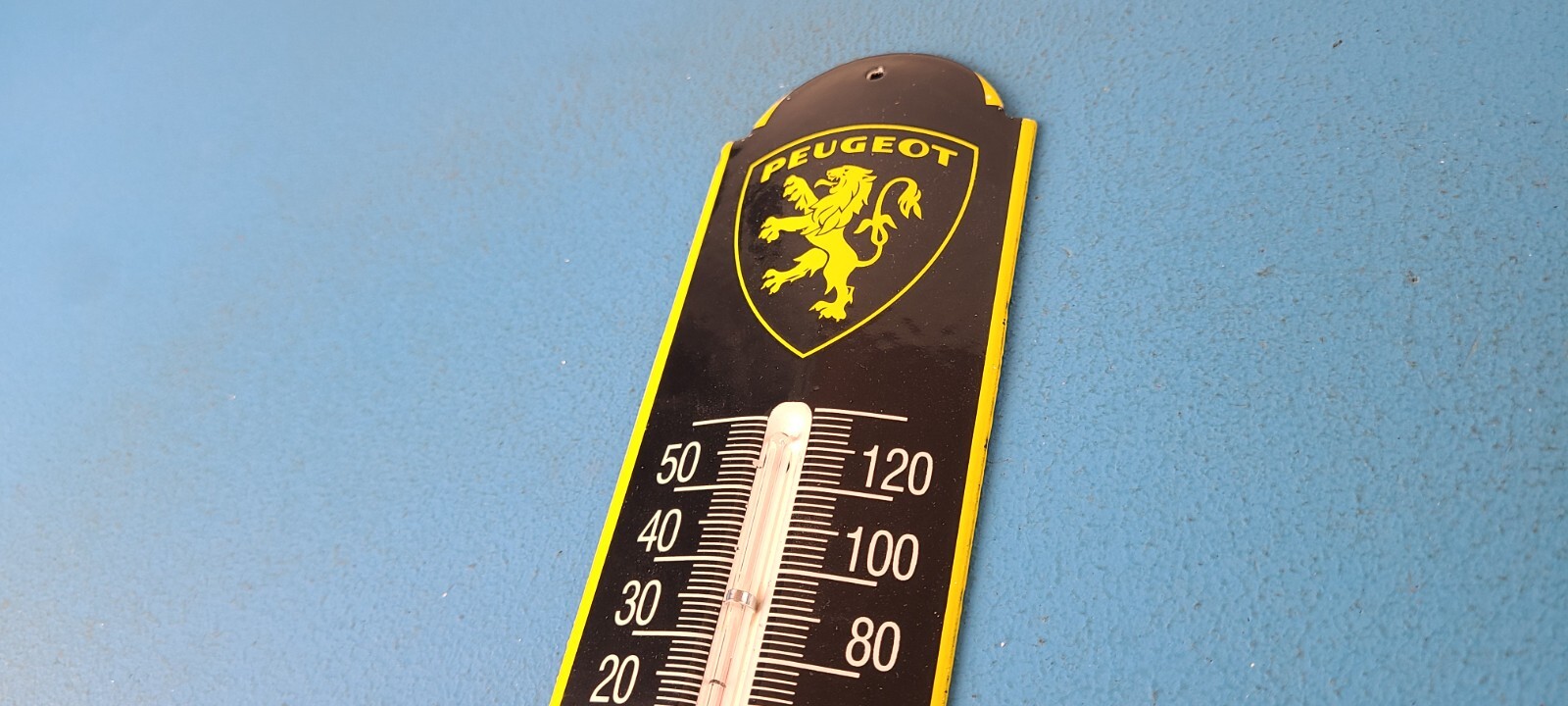 Vintage Peugeot Sign – Service Gas Pump Sign on Porcelain Thermometer