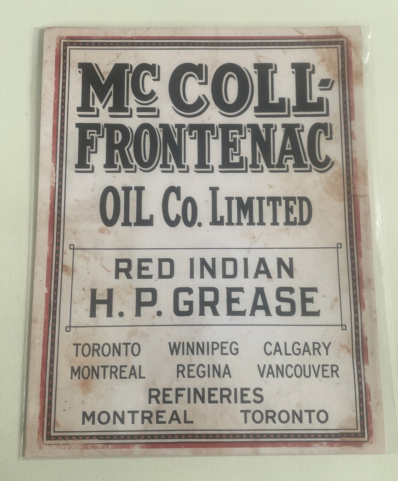 McColl-Frontenac Motor Oil PRINT 8.5×11 Ad Sign Red Indian H.P. Grease Canada