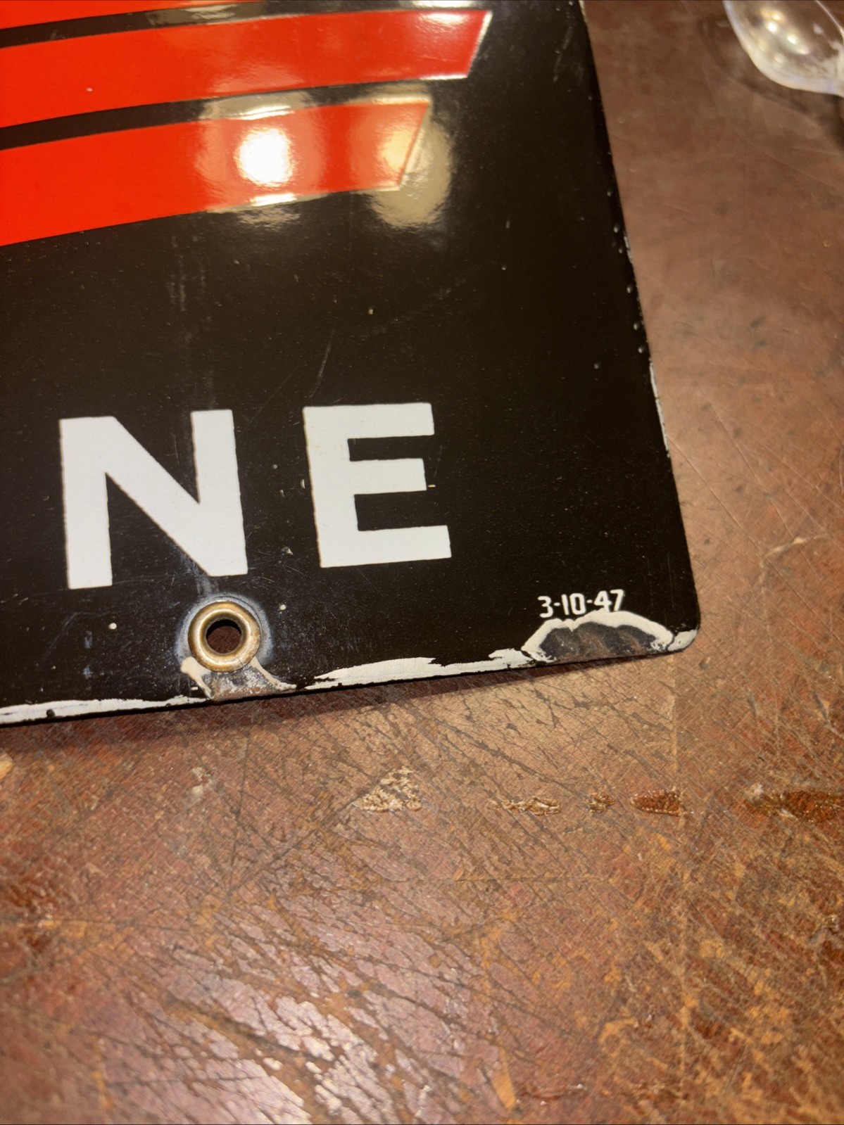 Vintage Skychief Texaco Pump Plate Dated 3-10-47