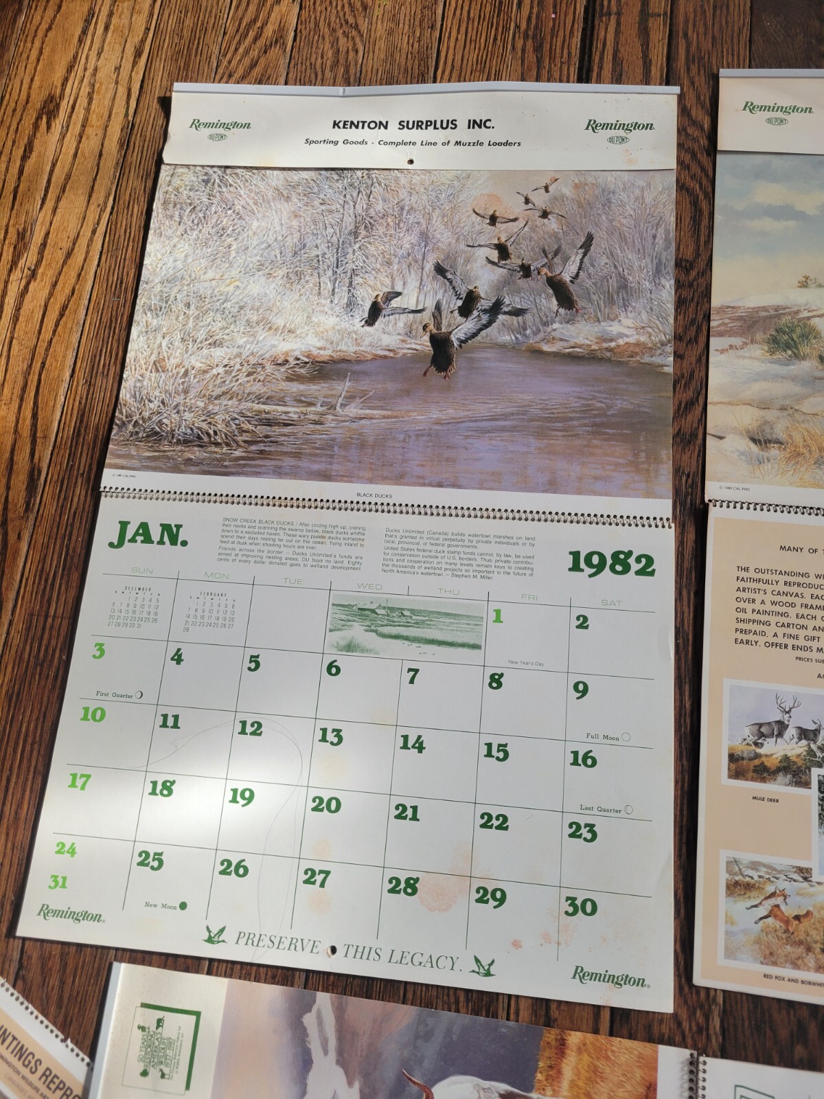 Vintage REMINGTON calendar lot RIFLE target deer moose bear hunting sign