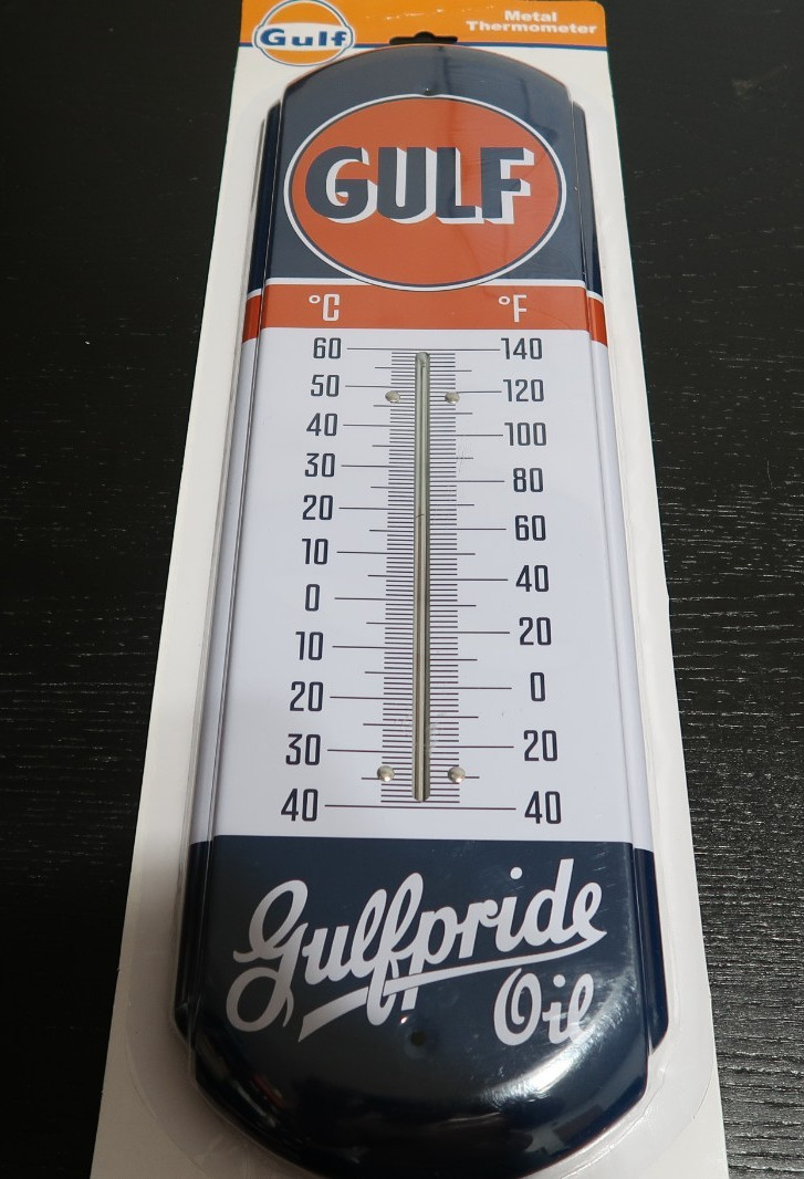 Gulf Oil Reproduction Metal Thermometer – Gulfpride Oil Brand New