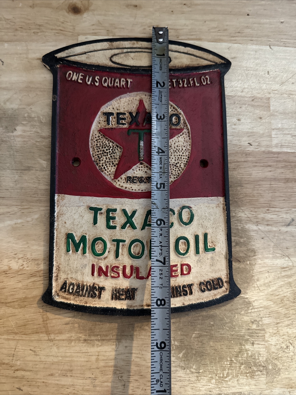 Texaco Oil Sign Plaque Coal Collector Man Cave Gas Advertisement 1/4 inch METAL