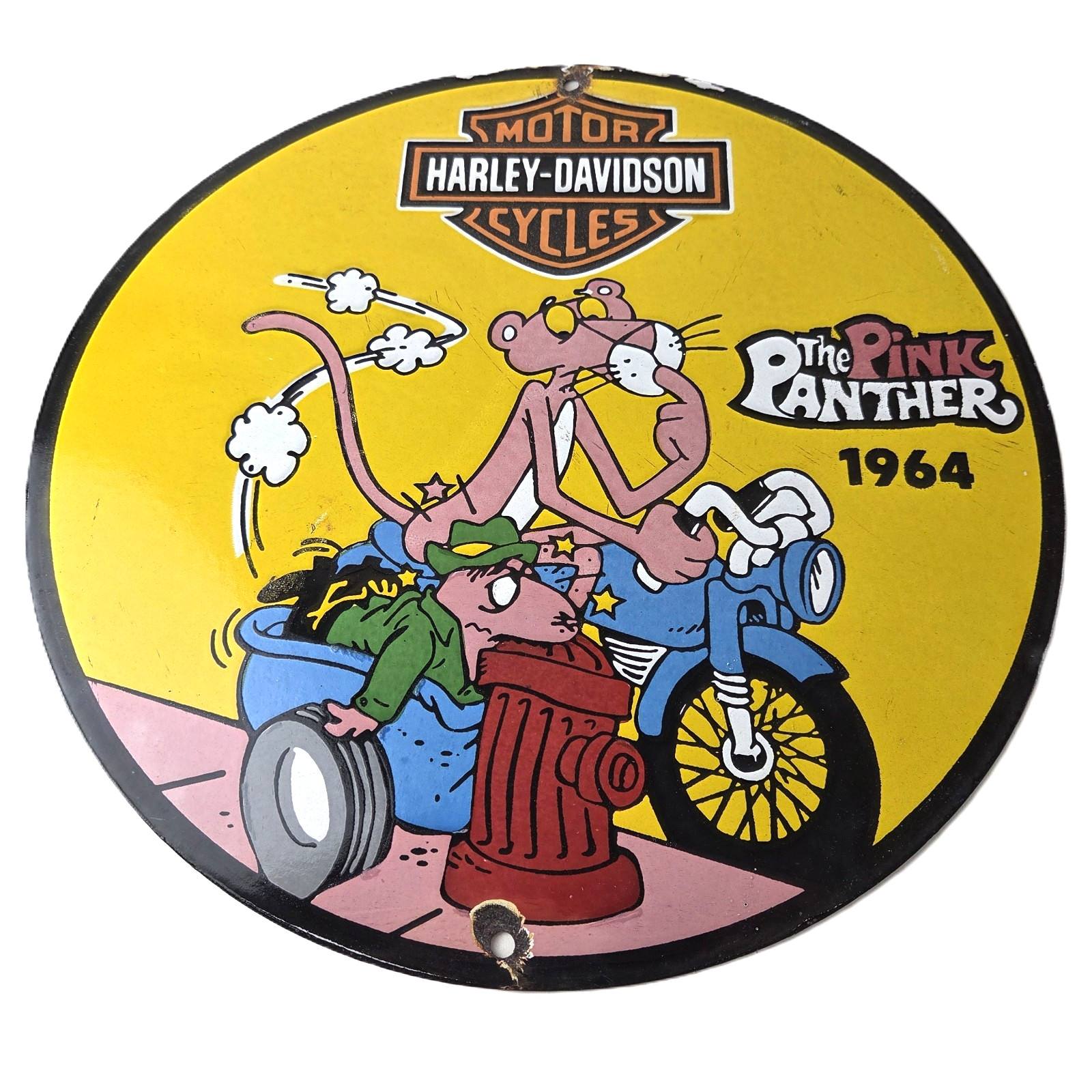 Vintage Harley Davidson Motorcycles Sign – Pink Panther Porcelain Gas Pump Sign