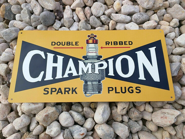 Champion Spark Plug Garage Shop Gas Station Metal Sign 6×12″ New 50175
