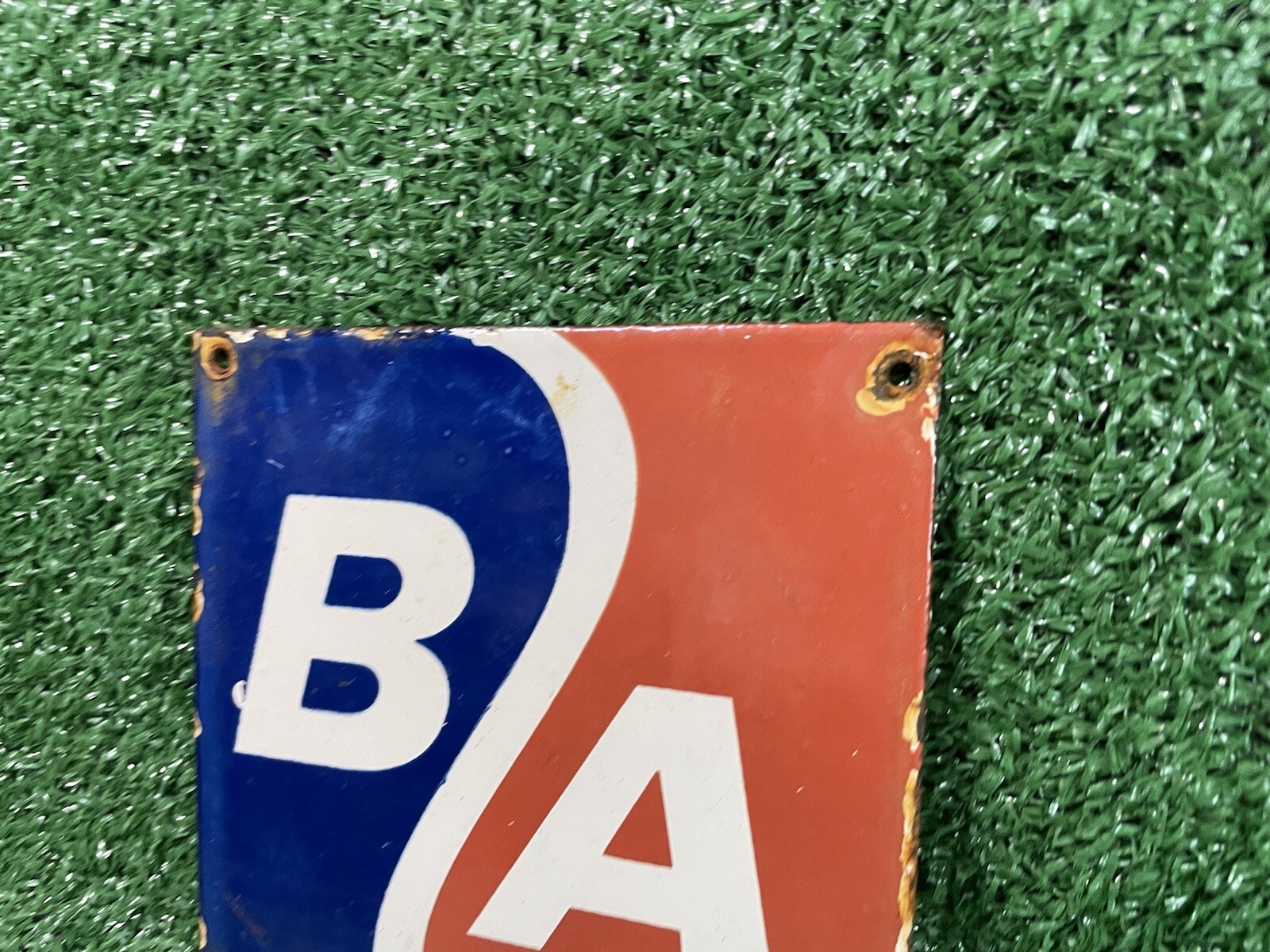 VINTAGE BRITISH AMERICAN OIL PORCELAIN SIGN GAS COMMERCIAL REFINING LUBRICANTS