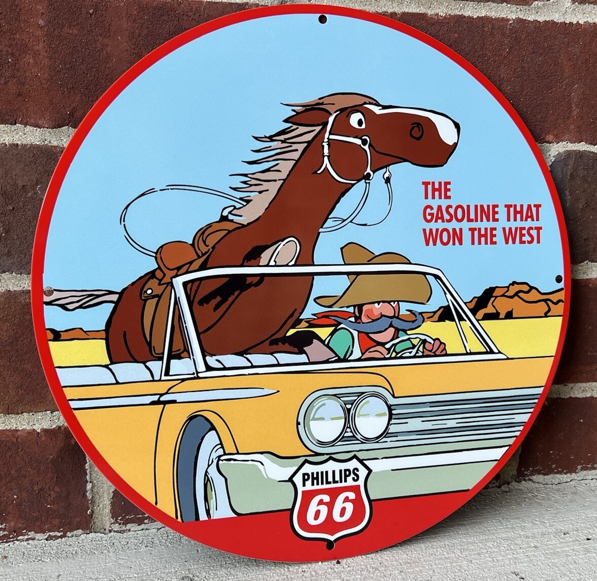Vintage Style Phillips 66 The Gasoline That Won The West Steel Metal Sign