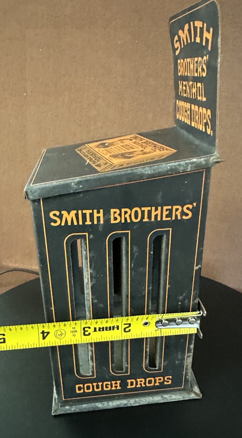Metal Smith Bros Menthol Cough Drop Dispenser C.1920’s Counter Top General Store