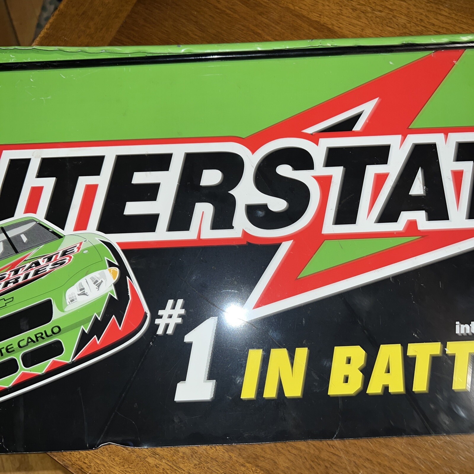 Interstate #1 in Batteries double sided metal sign nascar vintage w frame 18 car