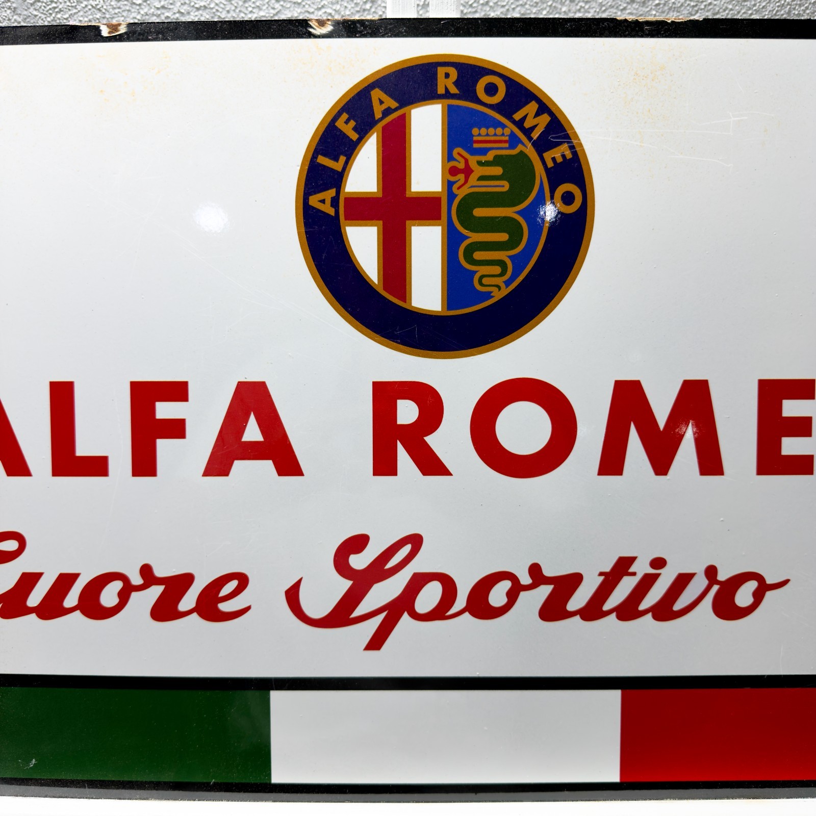 Rusty Alfa Romeo Cuore Sportivo Heavy Metal Sign – 60×40 cm (23.6” × 15.7”)