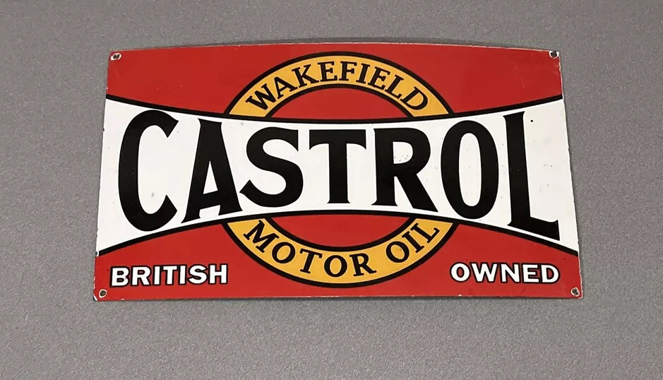 VINTAGE CASTROL 20” PORCELAIN SIGN CAR GAS OIL TRUCK GASOLINE AUTOMOBILE