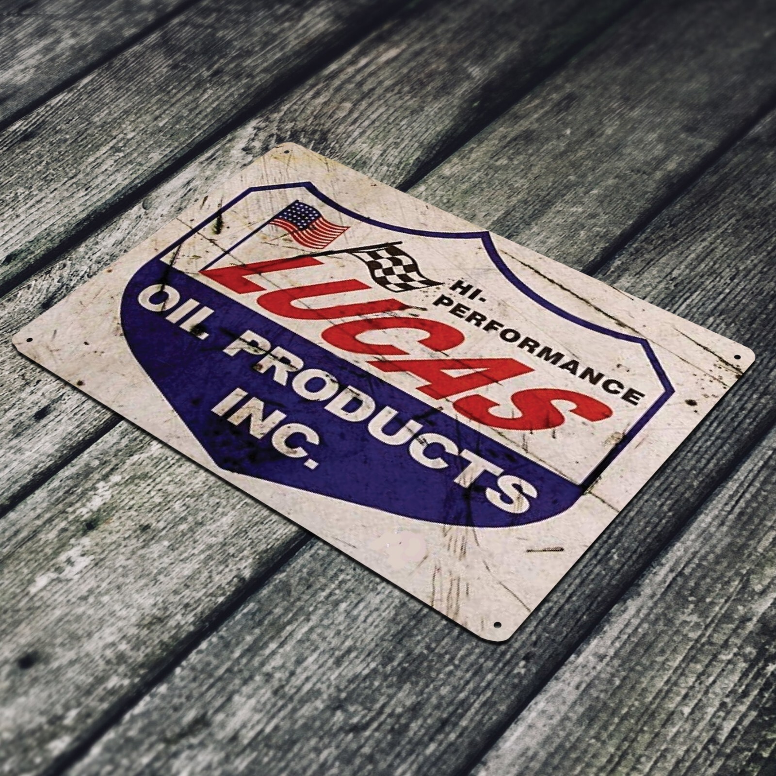 Lucas Oil Sign 8×12 Metal Gas Station Garage Auto Shop Bar Man Cave Wall Décor