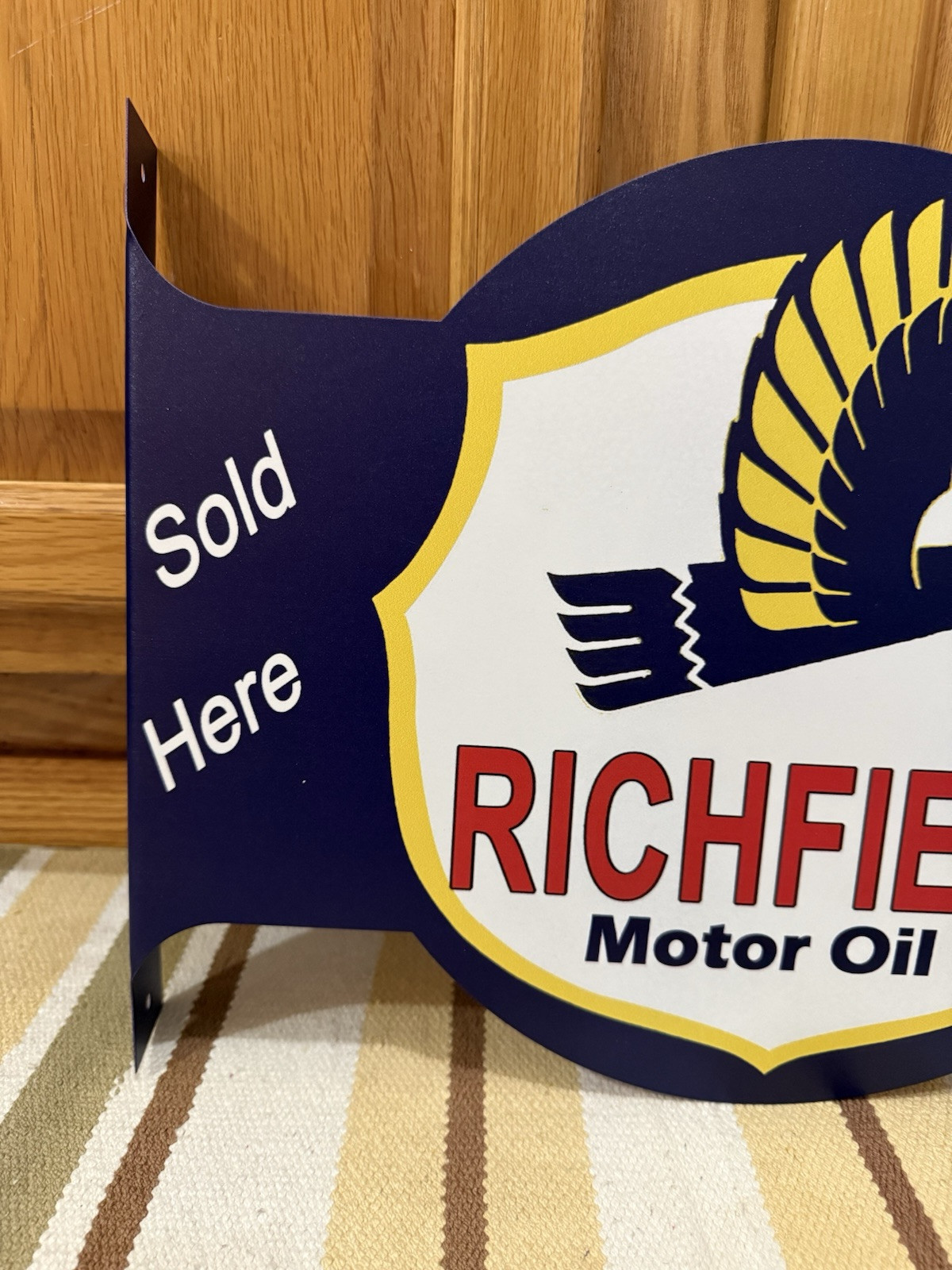 Richfield Motor Oil Flange Sign Sold Here Doubled Sided Vintage Style Wall Decor
