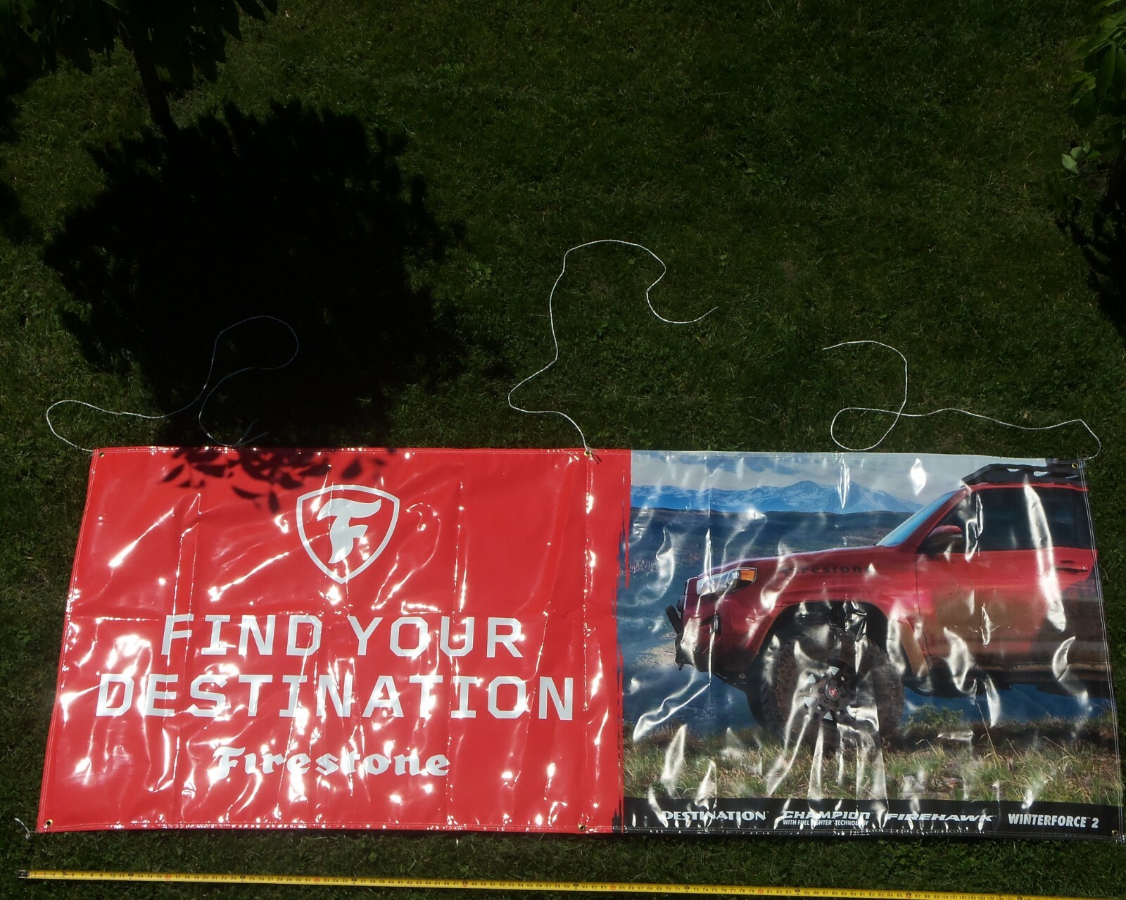Large Advertising Banner Sign FIRESTONE TIRES FIND YOUR DESTINATION Automobilia