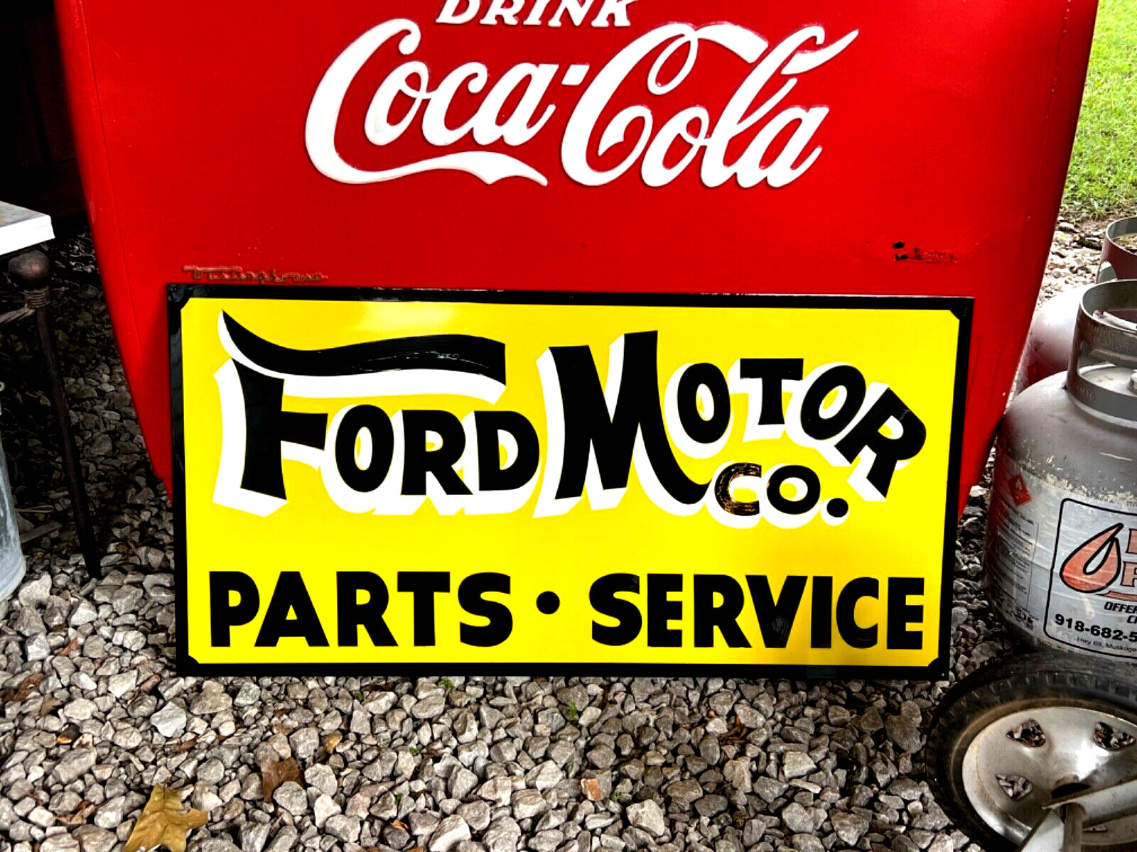 18×36 HAND PAINTED FORD MOTOR CO Parts Service DEALERSHIP SIGN auto Garage SHOP