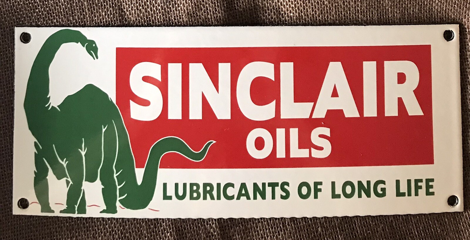 VINTAGE STYLE SINCLAIR MOTOR OIL DINO THE DINOSAUR 12 X 5 INCH PORCELAIN SIGN