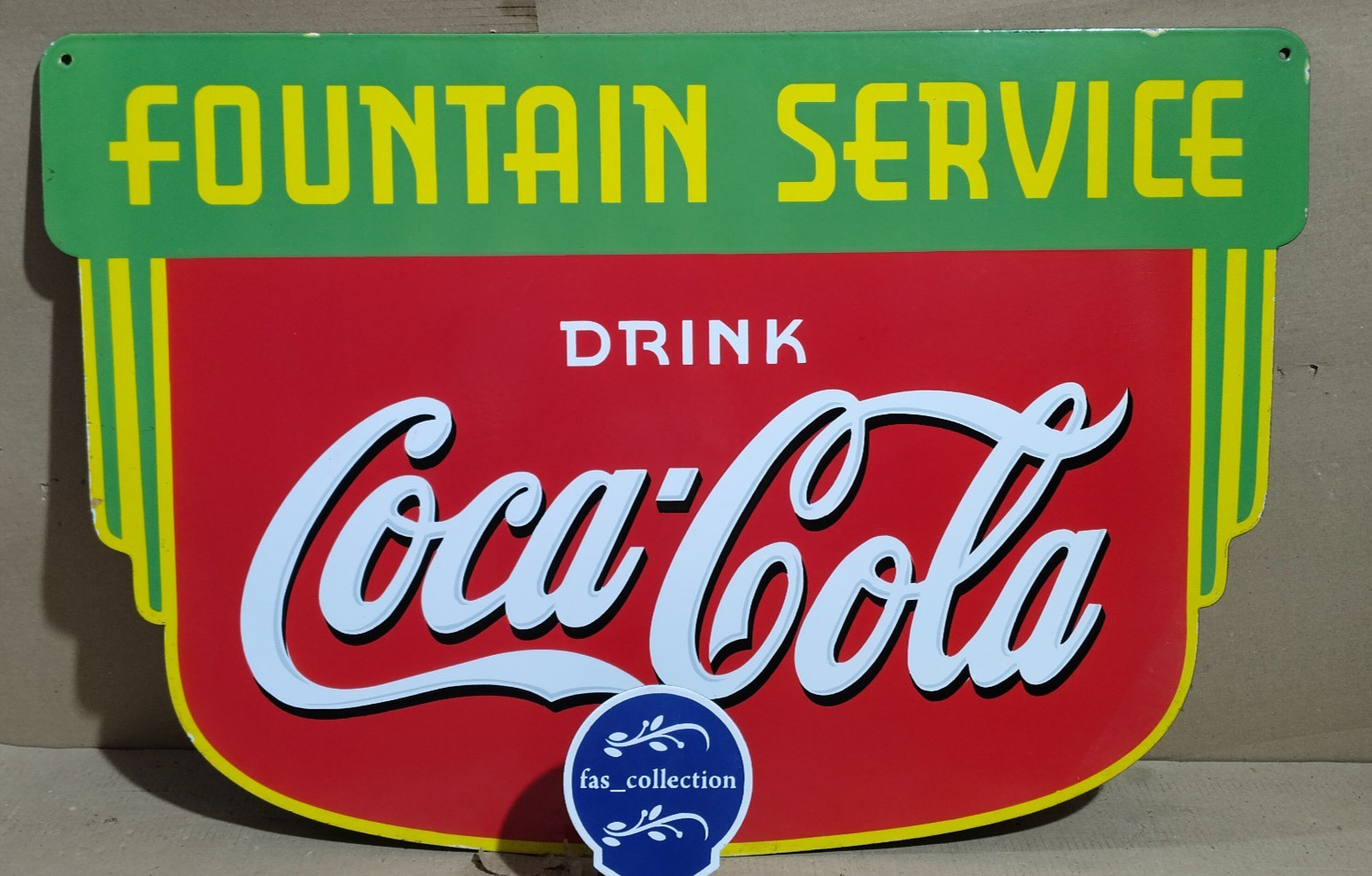 Drink Coca Cola Fountain Service Porcelain Enamel Sign 36 x 24 Inches 2 Sided