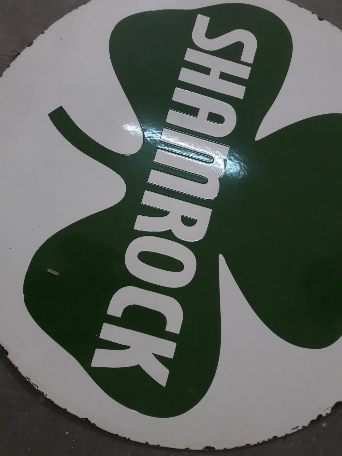 PORCELIAN SHAMROCK ENAMEL SIGN SIZE 30X30 INCHES DOUBLE SIDED