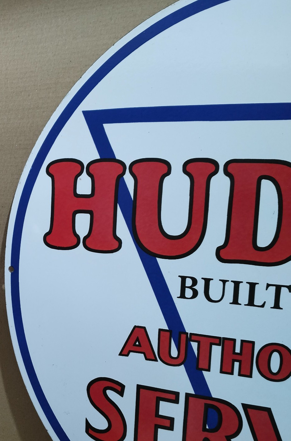 Hudson Authorized Service Porcelain Enamel Sign 30 X 30 Inches 1 sides