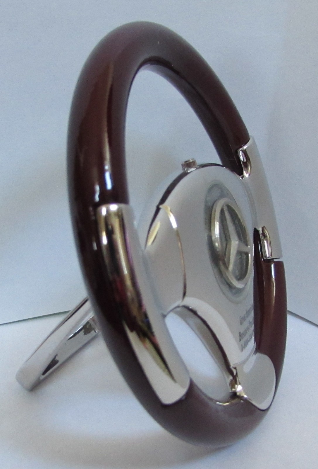 MERCEDES~BENZ STEERING WHEEL DESK CLOCK ~ 3 3/4″ d.i.a.~ NEARLY NEW ~ FREE SHIP