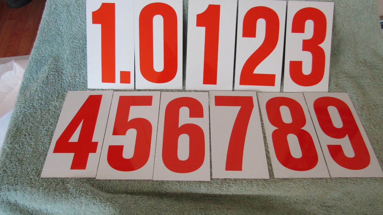 METAL GAS STATION NUMBER SIGNS DOUBLE SIDED Lot of 11 – 7″ x 3 5/8th” NOS