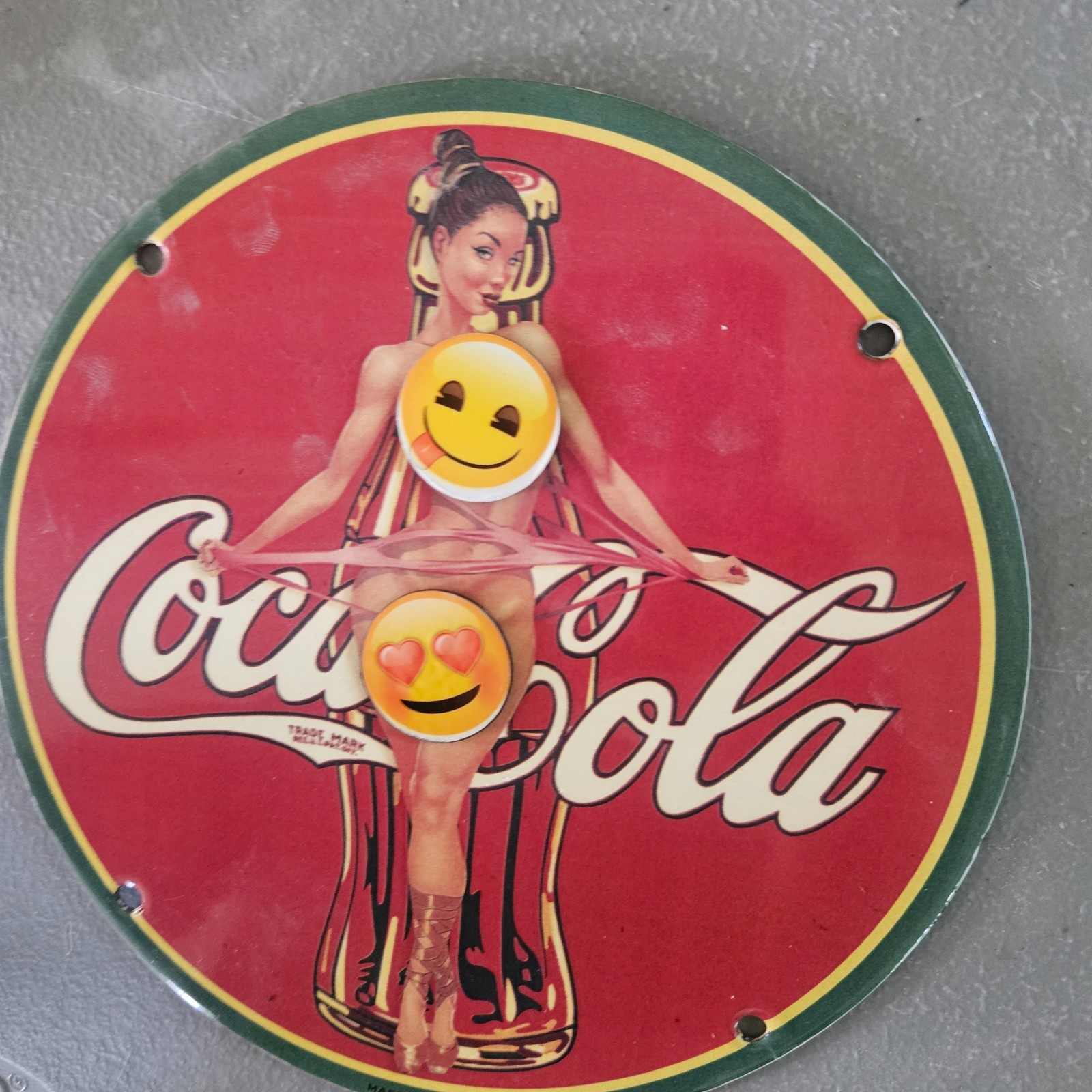 VINTAGE PORCELAIN COCA-COLA GAS & OIL STATION PUMP PLATE GARAGE MAN CAVE SIGN