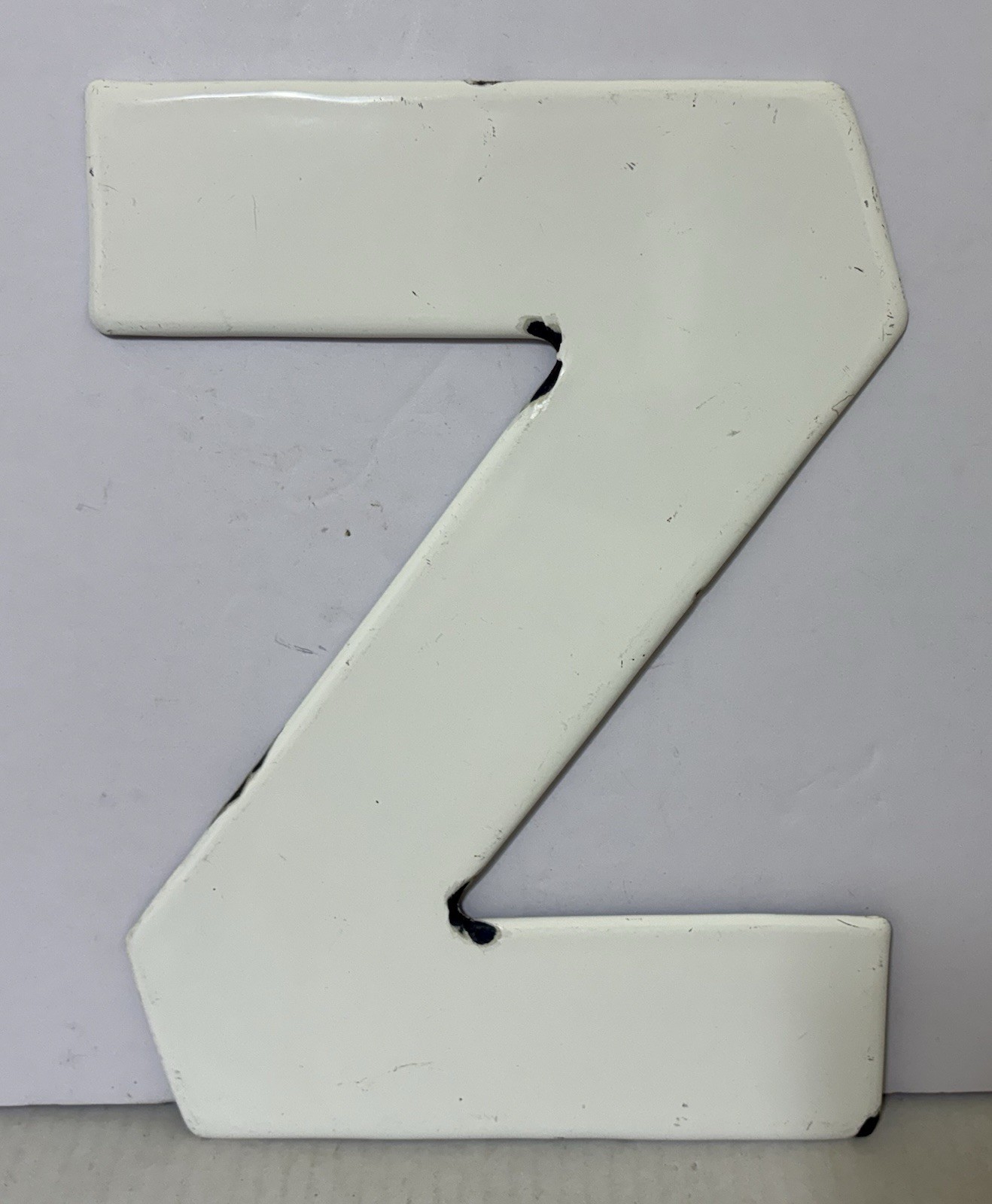 Vintage White Porcelain – Letter Z – Metal Gas Oil Station Sign