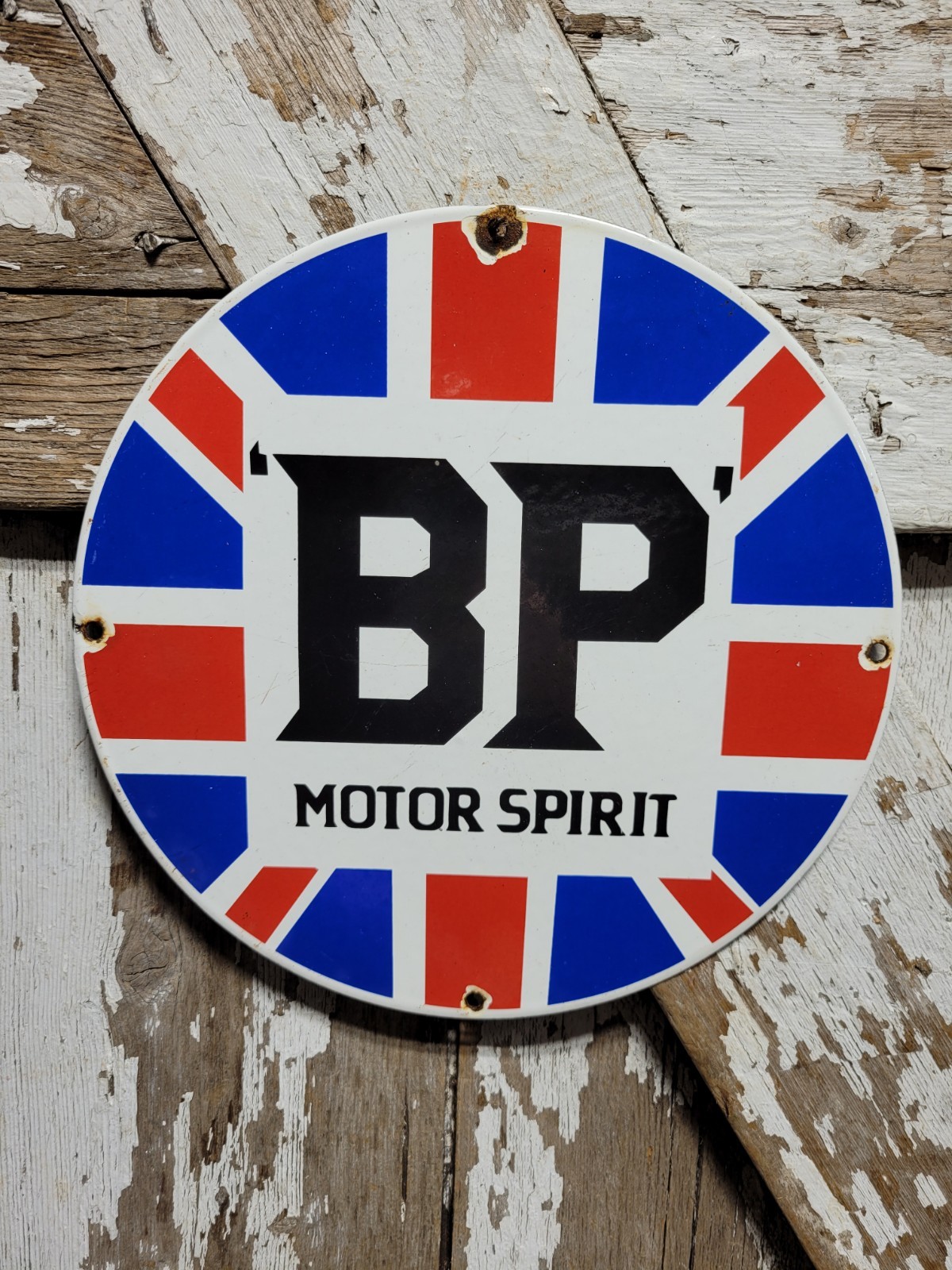 VINTAGE BRITISH PETROLEUM PORCELAIN SIGN BP MOTOR SPIRIT GAS STATION PUMP PLATE!