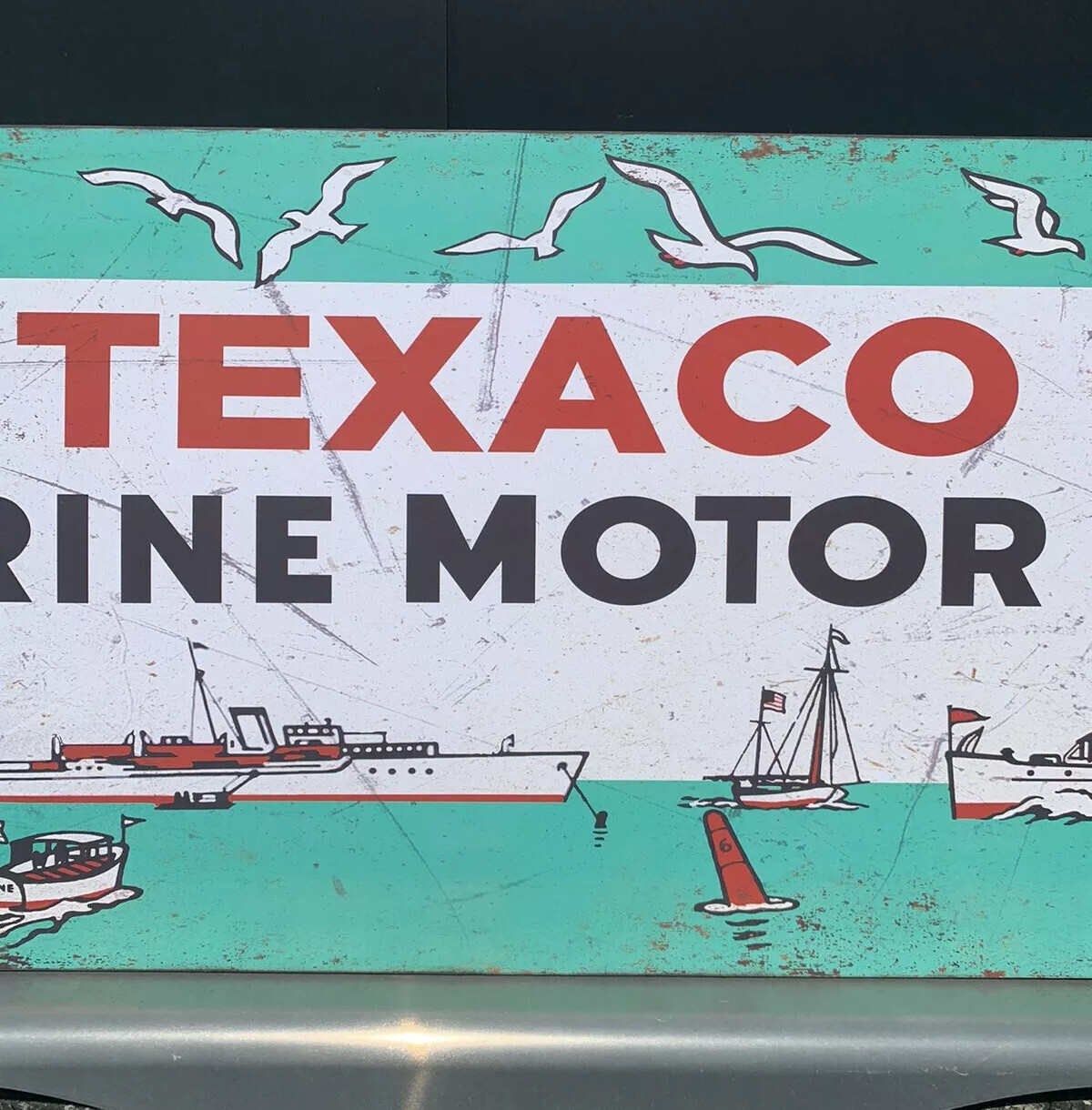 Texaco Marine Motor Oil Sign Boat Gas Fishing Vintage Style Wall Decor BIG 52”