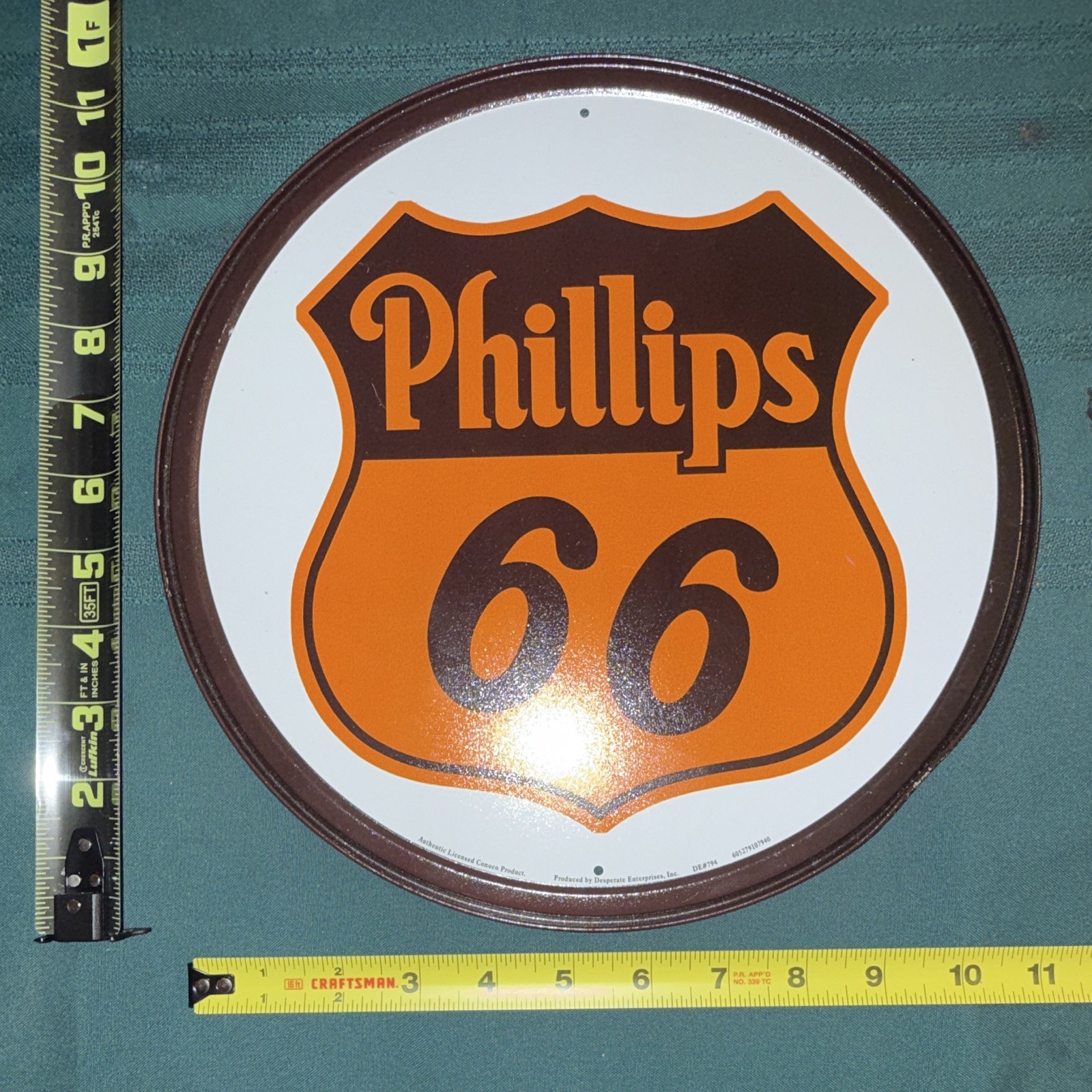 Phillips 66 Gas & Oil Round Metal Sign Reproduction 1998 11×11