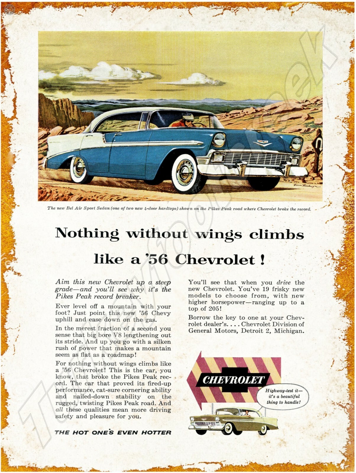 1956 Chevrolet Bel Air Ad 9″ x 12″ Metal Sign