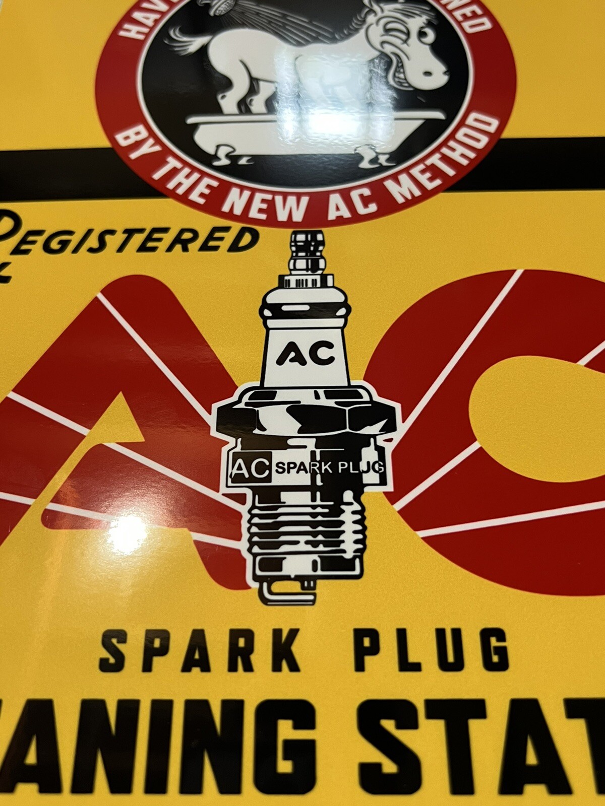 12in AC Spark Plugs Service Station Vintage Style Heavy Steel Metal Sign