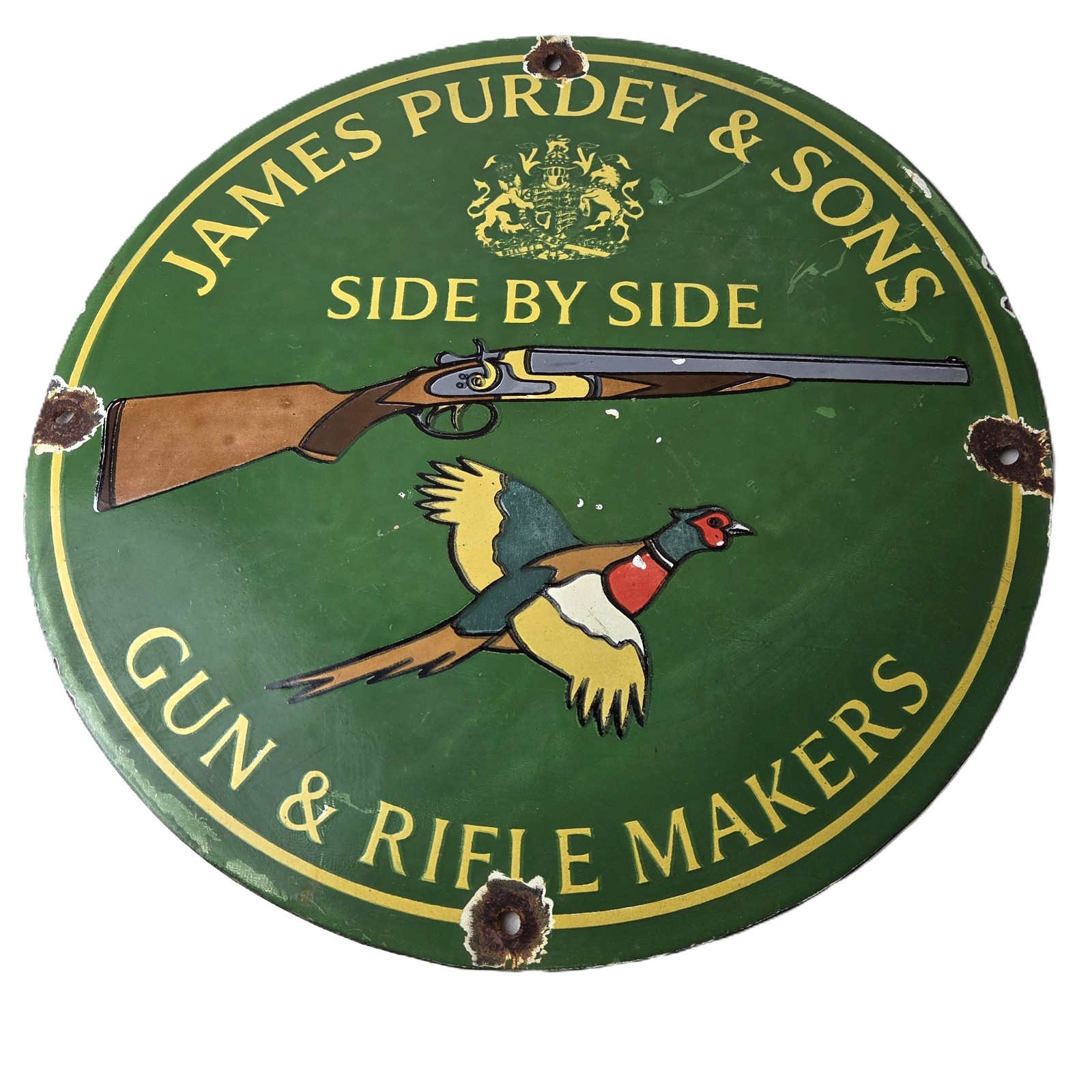 Vintage James Purdey Sign – Hunting Gun Firearm Makers Shot Gas Porcelain Sign