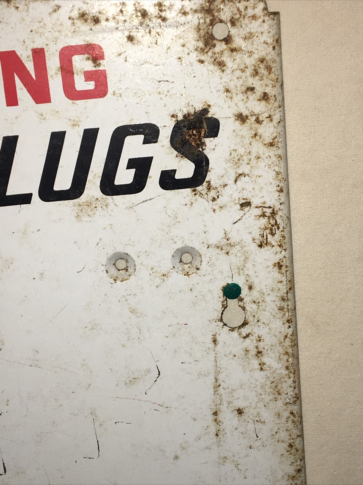 VINTAGE AC FIRE-RING SPARK PLUGS GAS STATION SIGN WALL STEEL