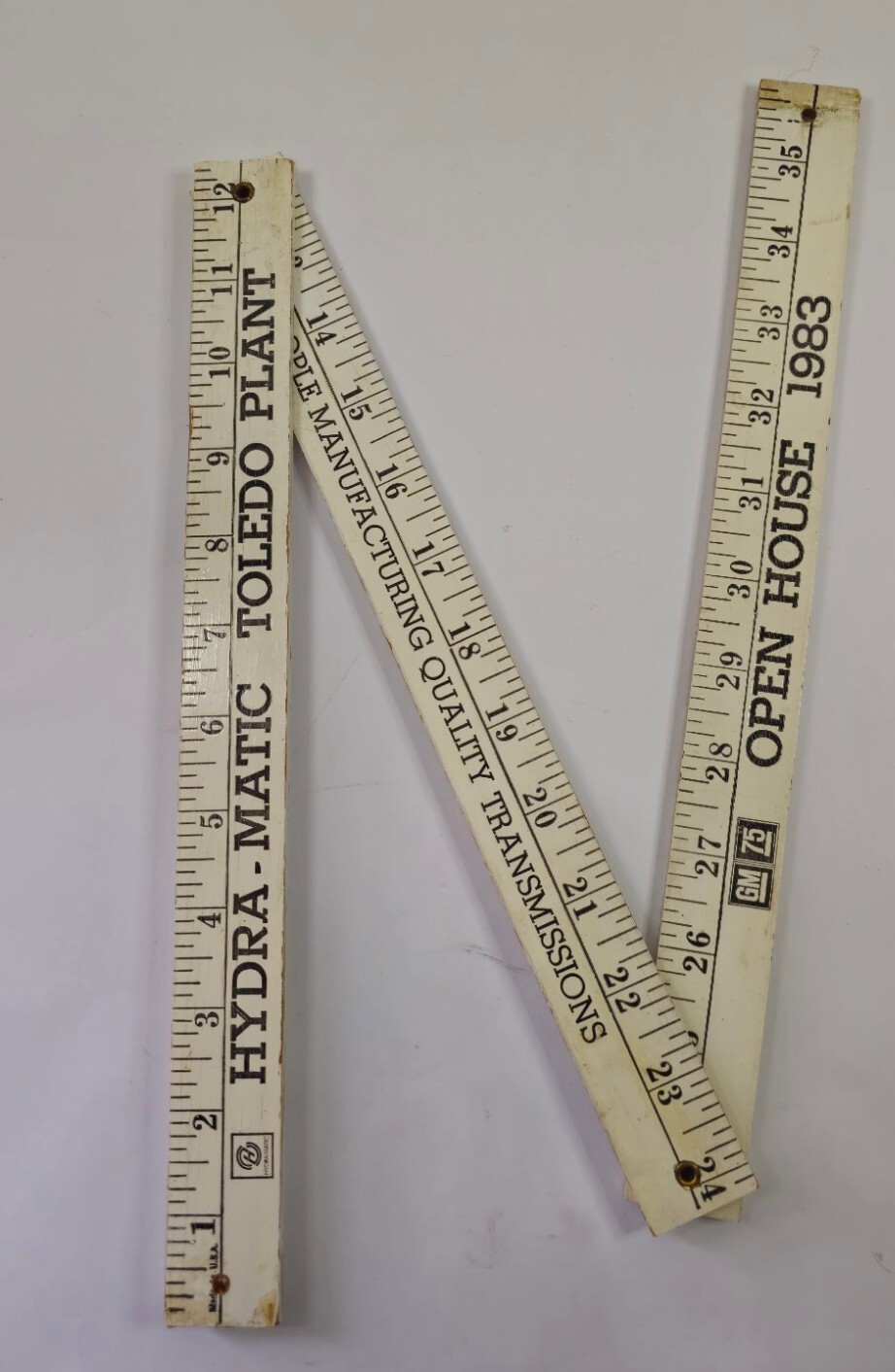 Vintage 1983 Hydra-Matic Toledo Folding Ruler Open House Advertising GM 75yrs