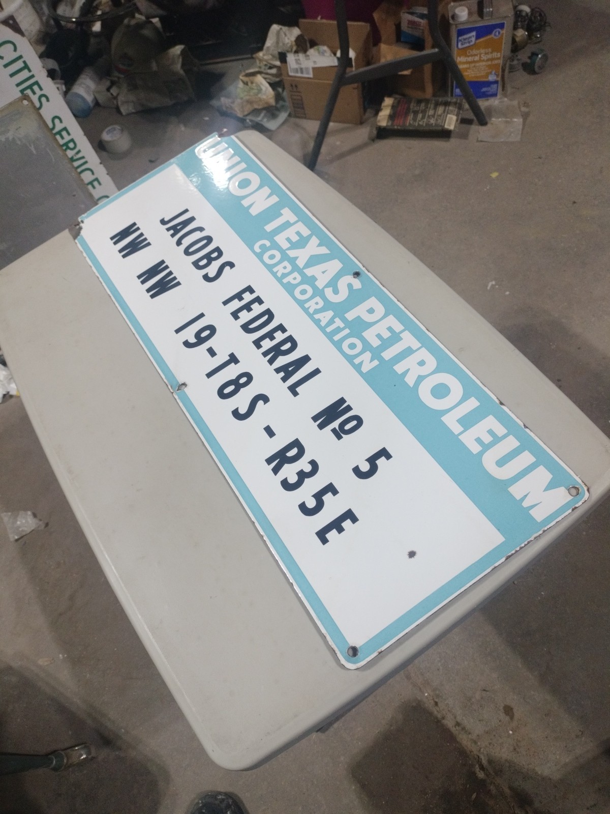 VINTAGE/RARE UNION TEXAS PETROLEUM CO. PORCELAIN SIGN-GREAT COLOR-NOT A REPOP
