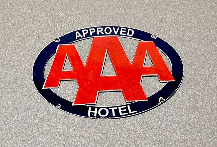 VINTAGE 12” AAA AMERICAN AUTOMOBILE ASSOCIATION PORCELAIN SIGN CAR GAS OIL TRUCK