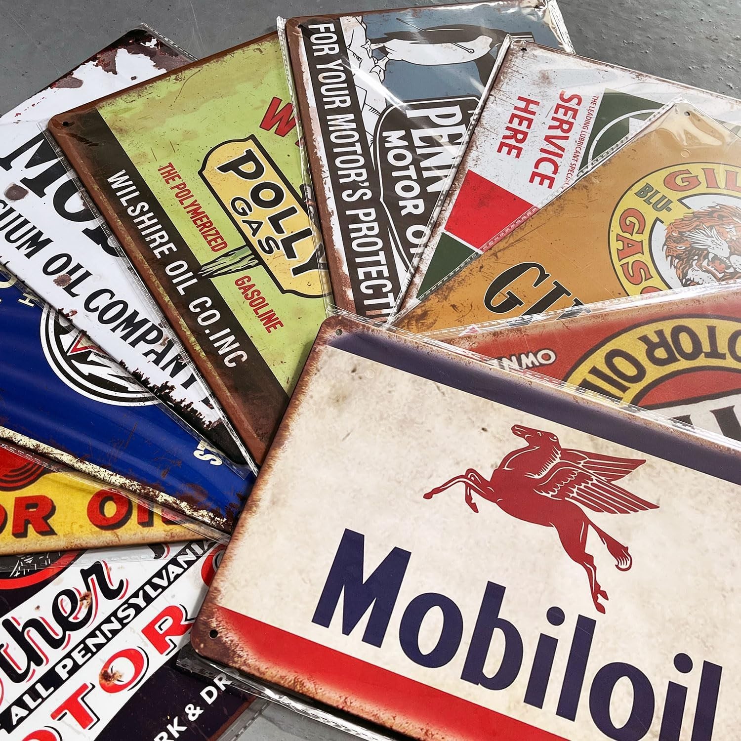 Reproduced Vintage Tin Signs, Gas Oil Retro Advert Metal Sign for Garage Man …