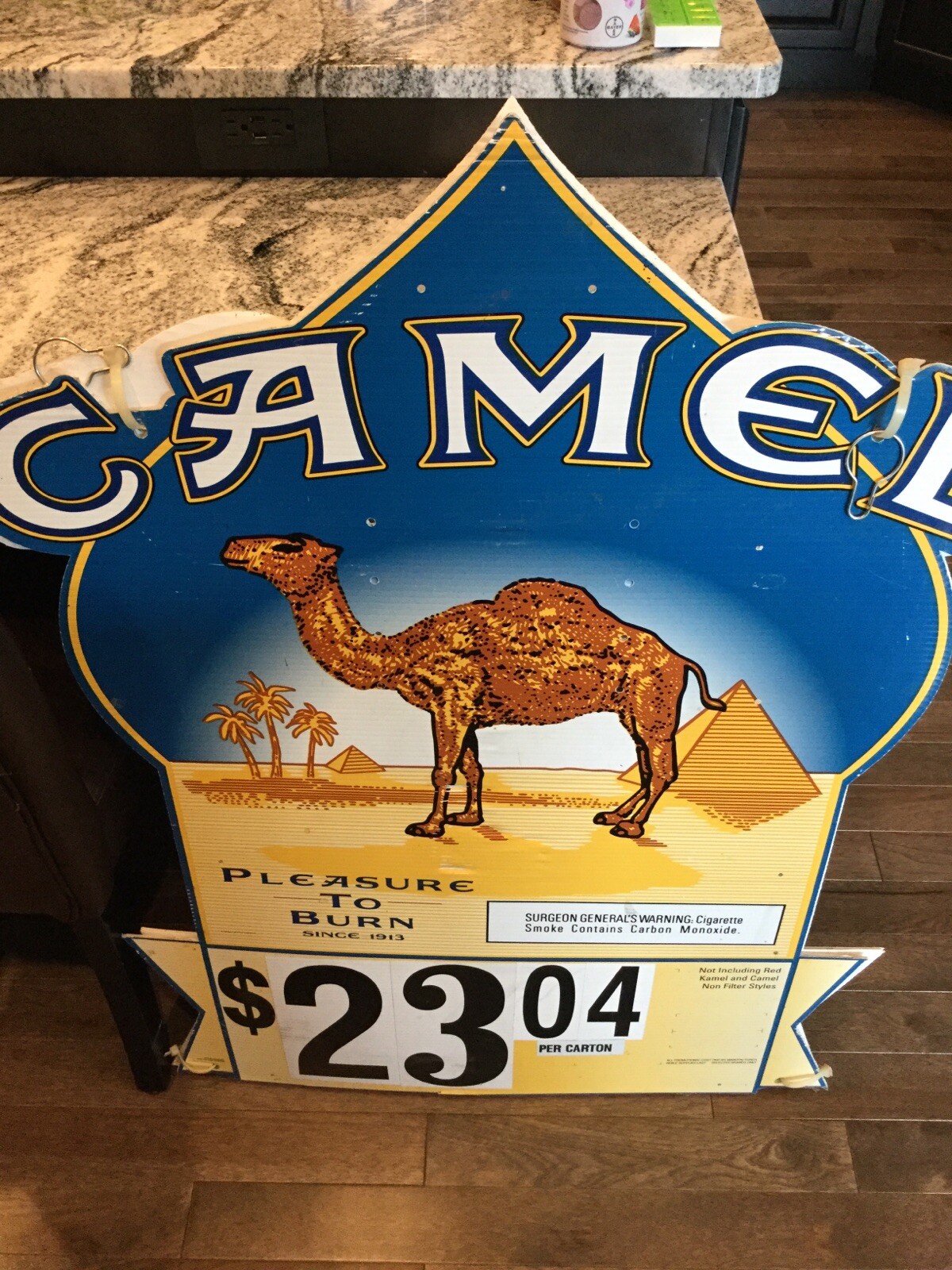 VINTAGE Camel Cigarette Gas Station Cardboard Advertising Sign