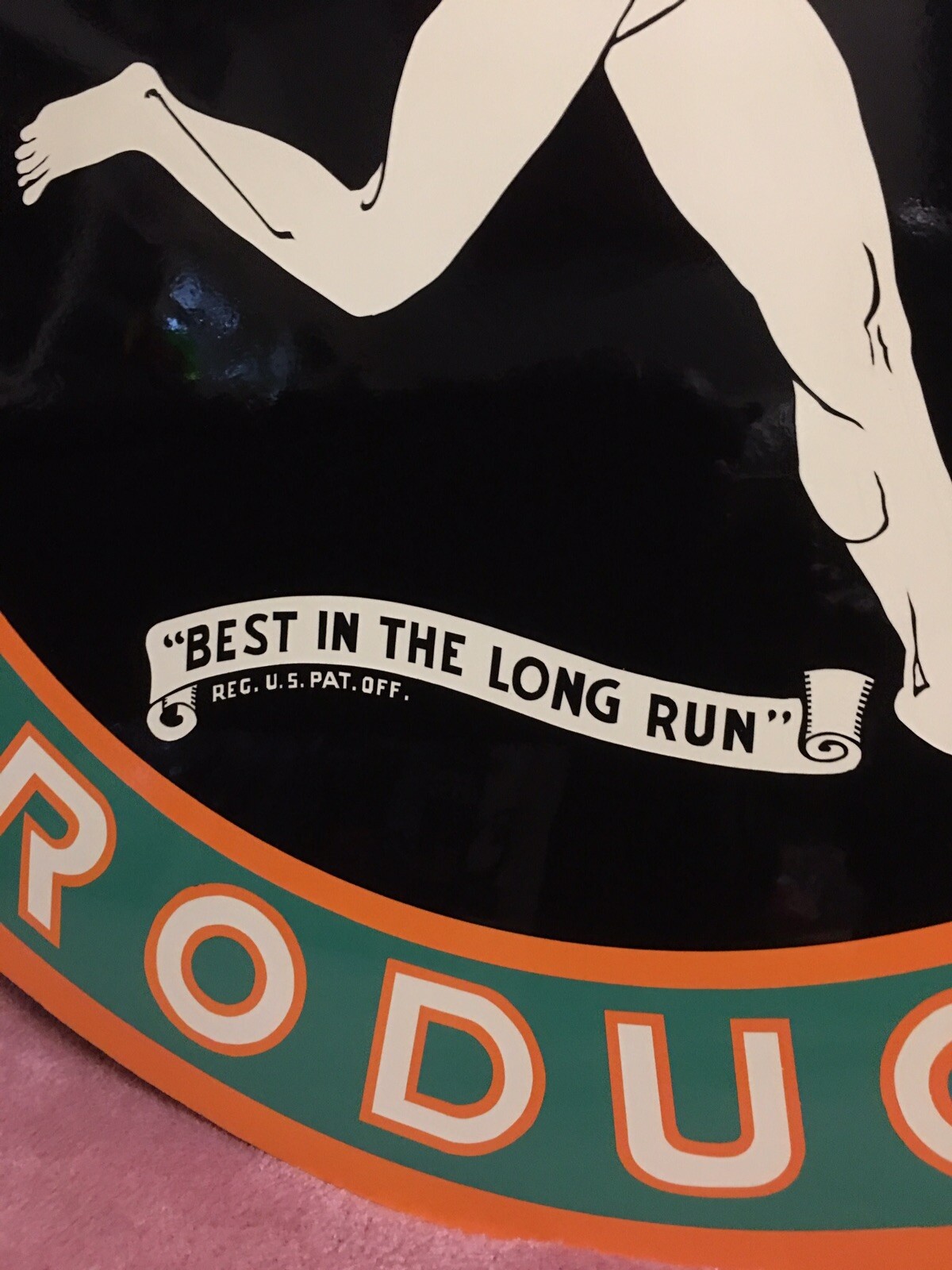 VINTAGE 48” ORIGINAL MARATHON PORCELAIN OIL SIGN