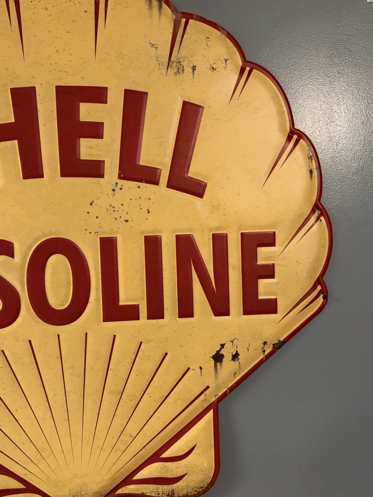 LARGE 36″ Shell Gasoline Gas & Oil Station Reproduction Metal Sign Garage Barn!