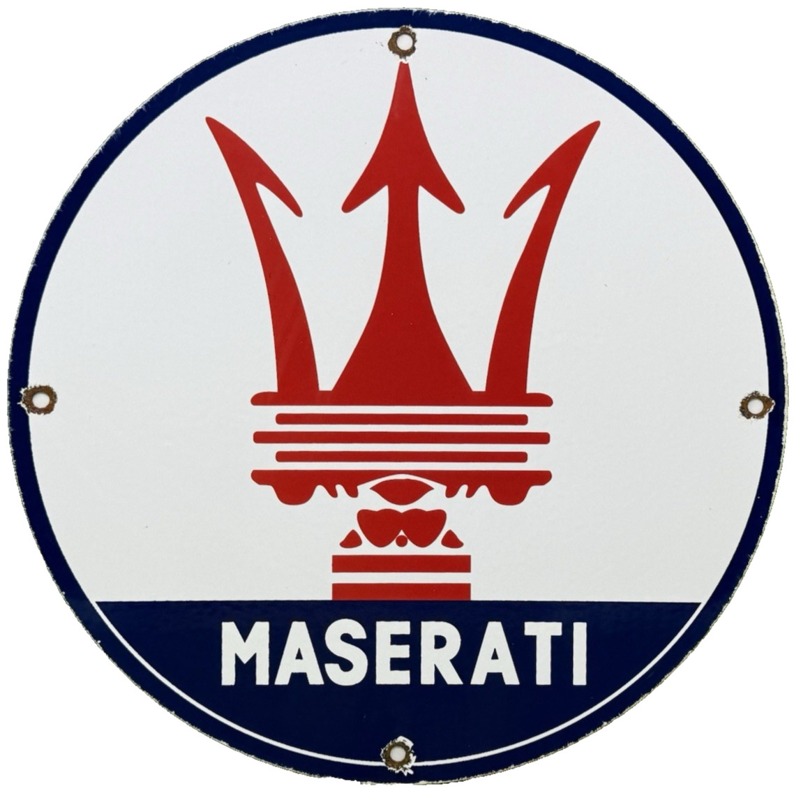 VINTAGE MASERATI PORCELAIN SIGN OIL GAS DEALERSHIP FORD JAG CARS LAMBO FERRARI