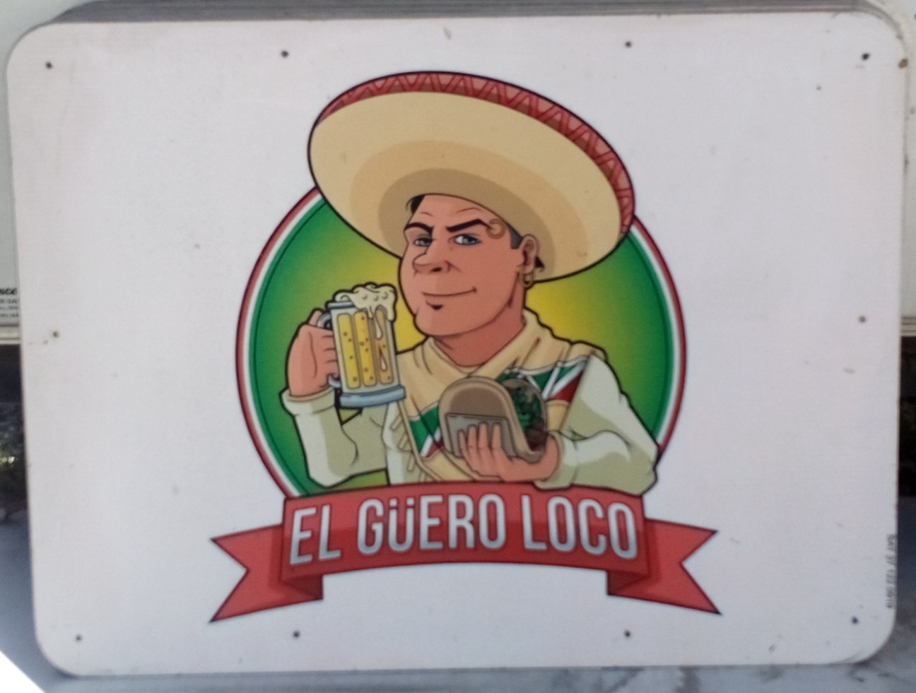 AUTHENTIC RETIRED ADVERTISING HWY EXIT SIGN EL GUERO LOCO 48X36 A68