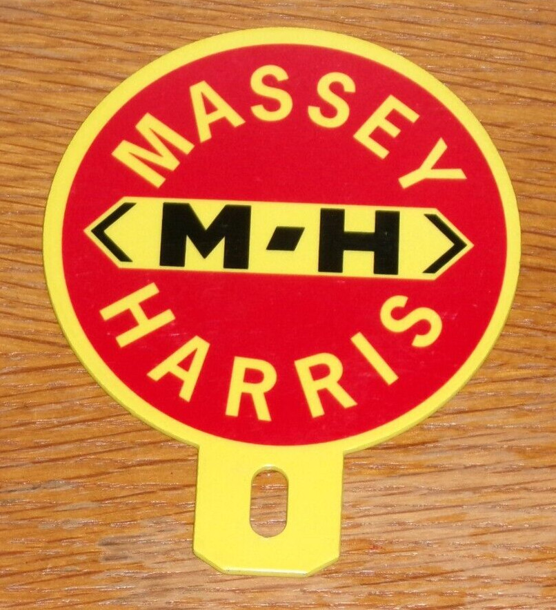 Very Rare MASSEY-HARRIS Porcelain License Plate Topper 4.5″ Sign, Tractor, Farm
