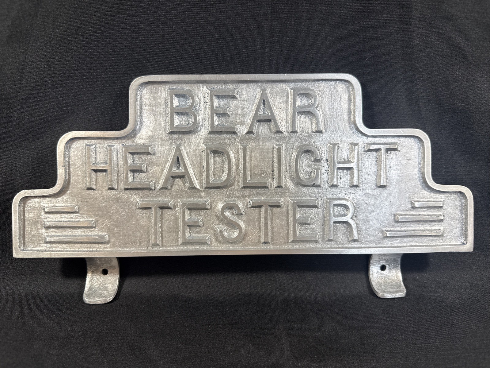 Vintage Bear Headlight Tester Metal Equipment Topper Sign-Cast Aluminum